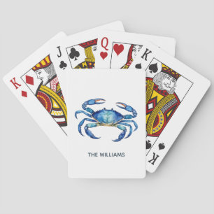 Jeu De Cartes Crabe aquarelle bleue personnalisé Été Plage