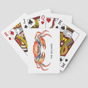 Jeu De Cartes Crabe aquarelle personnalisé Été Plage   