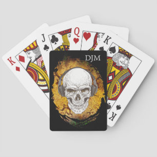 Jeu De Cartes Crâne avec casque Monogramme Abstrait