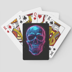 Jeu De Cartes Crâne Cyberpunk Néon Synthwave Lueur Goth Joueur