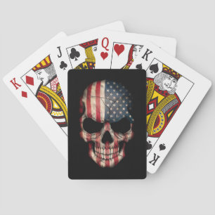 Jeu De Cartes Crâne de drapeau américain sur le noir