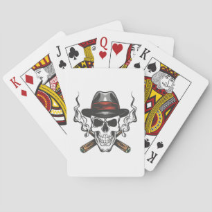 Jeu De Cartes Crâne de gangster avec chapeau fedora