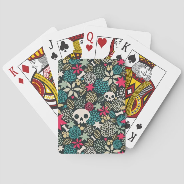 Jeu De Cartes Crâne en fleurs (dos)