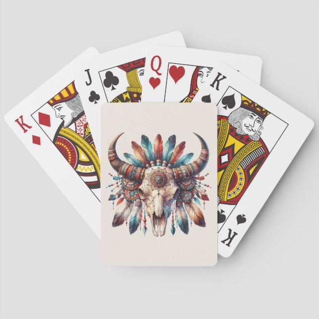 Jeu De Cartes Crâne et plumes de bison Amérindiens jouer aux car (dos)