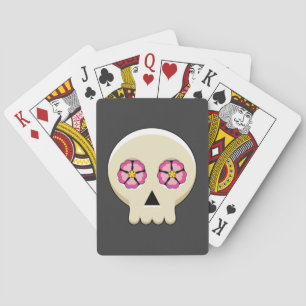 Jeu De Cartes Crâne gothique déplaisant Kawaii avec fleurs