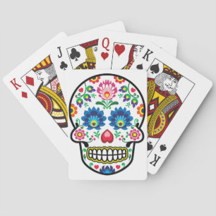 Jeu De Cartes Crâne mexicain de sucre, style polonais d'art