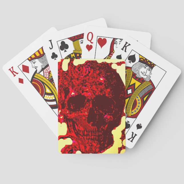 Jeu De Cartes Crâne rouge sang sculpté - (dos)
