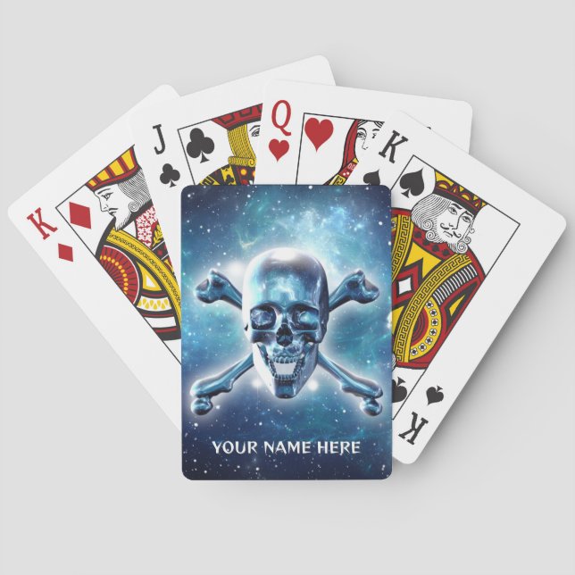 Jeu De Cartes Crâne spatial et os croisés. Personnalisé (dos)