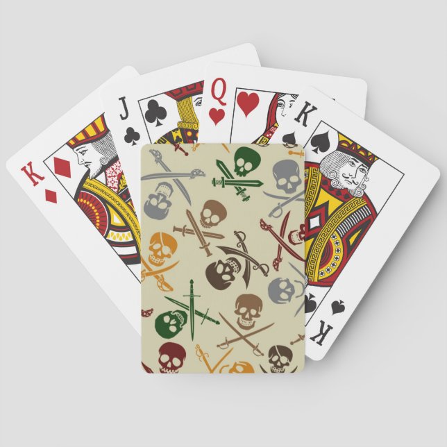 Jeu De Cartes Crânes de pirate avec les épées croisées (dos)