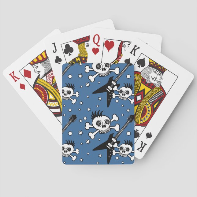 Jeu De Cartes Crânes de rock avec guitares (dos)
