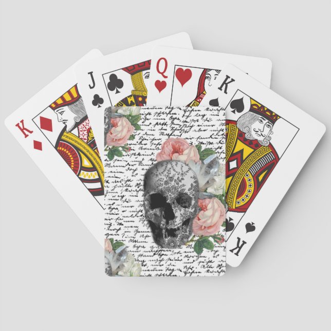Jeu De Cartes Crânes et roses roses roses (dos)