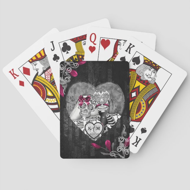 Jeu De Cartes Crânes Gothique Hallomariage Bourgogne ID866 (dos)