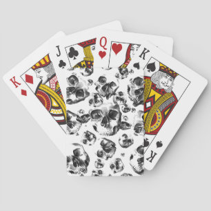 Jeu De Cartes Crânes Noir et Blanc Dessin de Crâne de Squelette