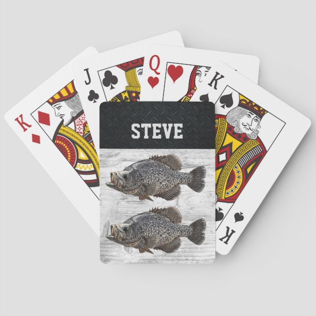 Jeu De Cartes Crappie personnalisée Pêche Nom robuste (dos)