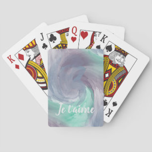 Jeu De Cartes Cravate-teinture violet vert peint Aquarelle dans
