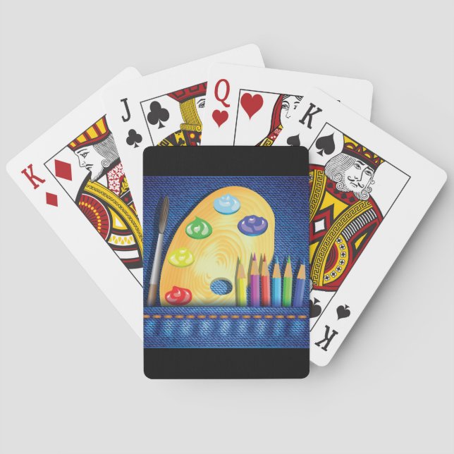 Jeu De Cartes Crayons et cartes de jeu de pinceau (dos)