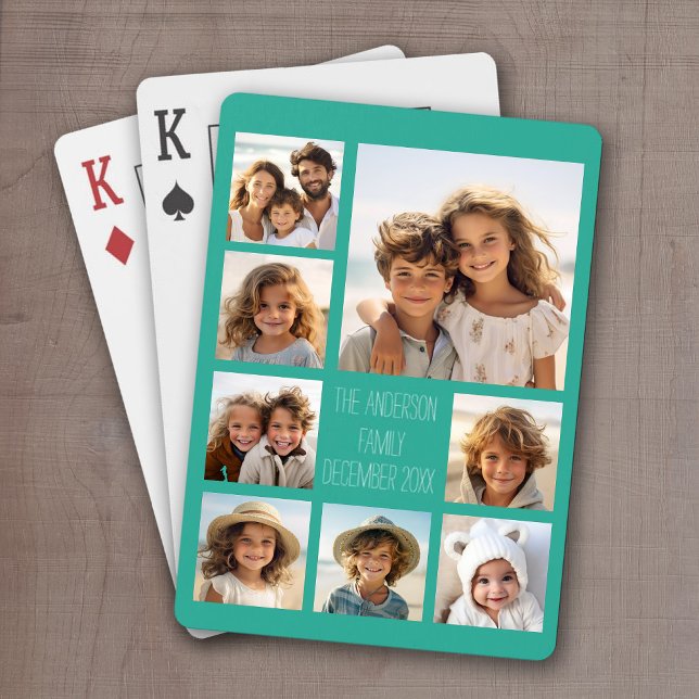 Jeu De Cartes Créer un collage photo personnalisé avec 8 photos (Personalized Playing Cards with 8 Photos and a Place for your custom text)