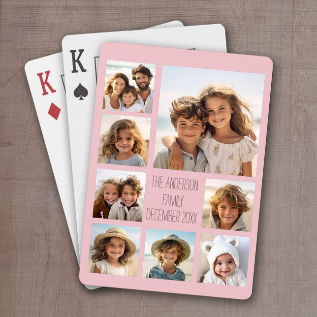 Jeu De Cartes Créer un collage photo personnalisé avec 8 photos (Personalized Playing Cards with 8 Photos and a Place for your custom text)