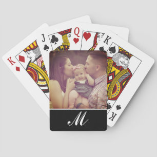 Jeu De Cartes Créez votre propre monogramme photo initial noir