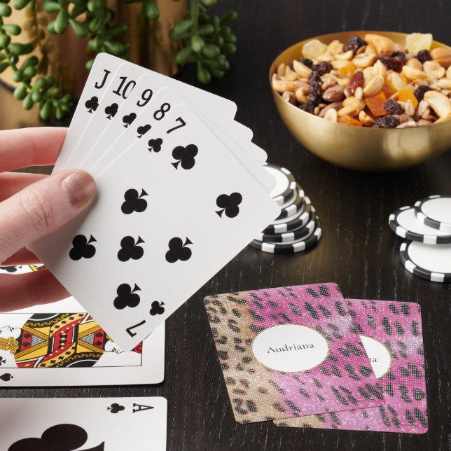 Jeu De Cartes Crème rose léopard Étincelle animale (In Situ)