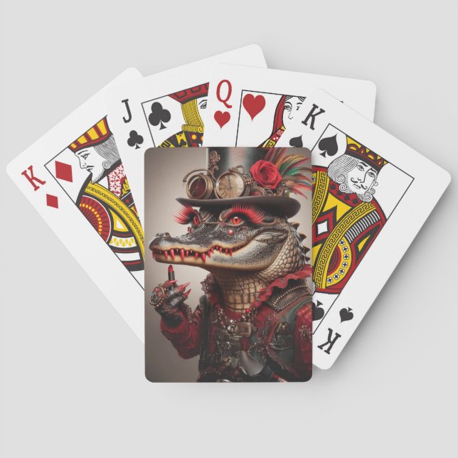 Jeu De Cartes Crocodile de Steampunk style victorien (dos)