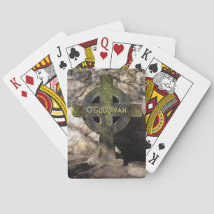 Jeu De Cartes Croix celtique en pierre sculptée Nom personnalisé