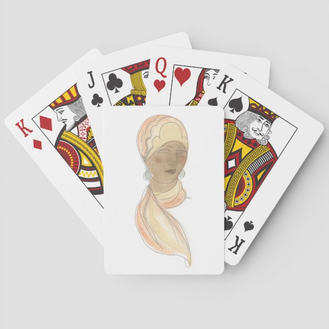Jeu De Cartes Croquis de mode Flapper - Femme avec Écharpe (dos)