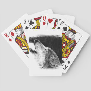 Jeu De Cartes Croquis noir et blanc Loup gris