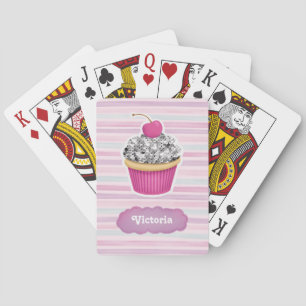 Jeu De Cartes Cupcake rose mignon personnalisé