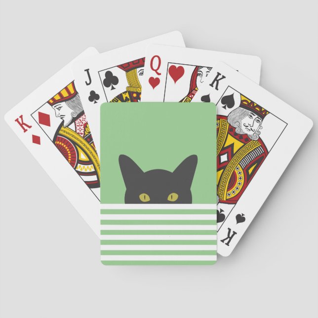 Jeu De Cartes Curieux Peeking noir Chat Vert bande (dos)