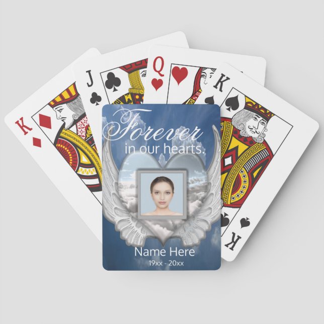Jeu De Cartes Custom Memorial Angel Wings Heart Ajouter une phot (dos)