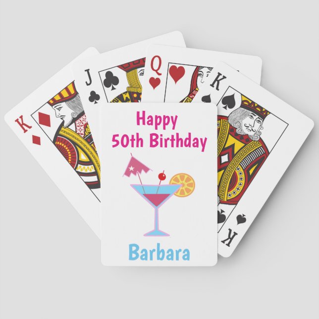 Jeu De Cartes Cute 50e Anniversaire Cocktail Pink Martini (dos)