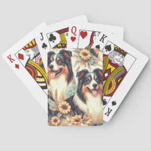 Jeu De Cartes Cute Australian Shepherd peinture Vintage