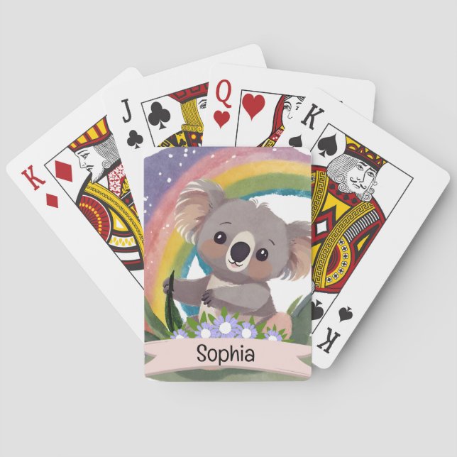 Jeu De Cartes Cute Baby Koala Rainbow Nom personnalisé (dos)
