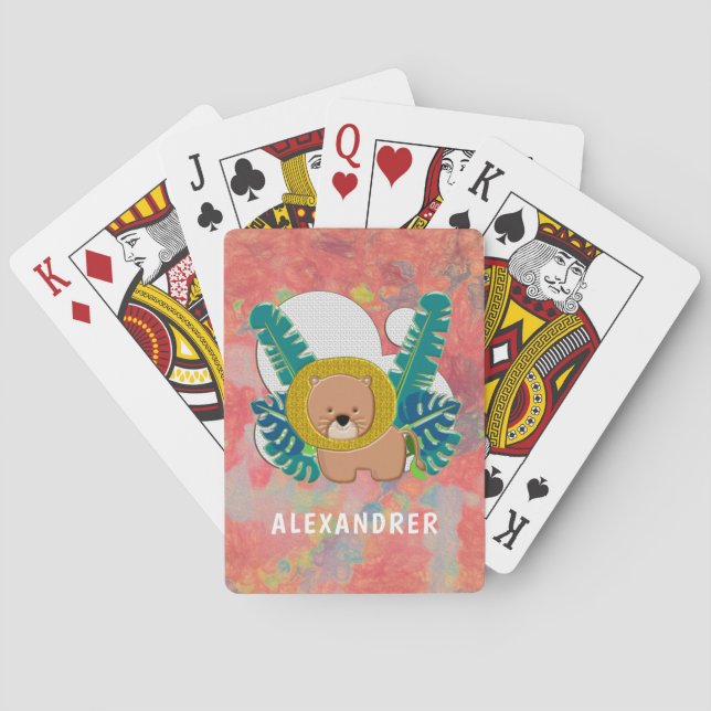 Jeu De Cartes Cute Baby Lion Animal Jungle Aquarelle (dos)