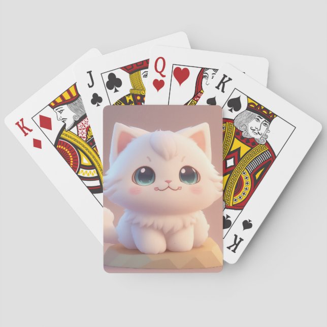 Jeu De Cartes Cute Big Eyes Fluffy White Kitten (dos)