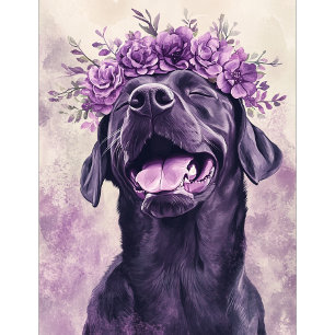 Jeu De Cartes Cute Black Labrador Retriever Chien Purple Floral