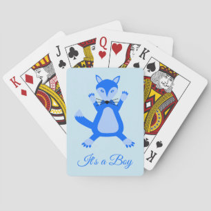 Jeu De Cartes Cute Blue Baby Boy Fox Custom Gender Revela