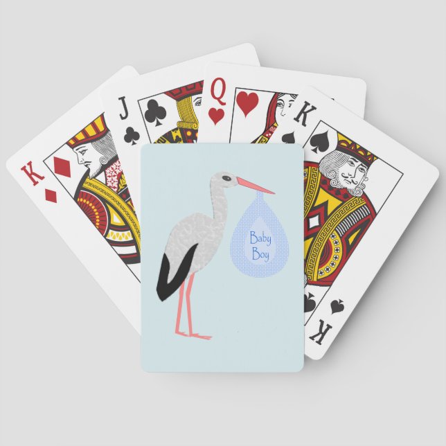 Jeu De Cartes Cute Blue Baby Boy Stork (dos)