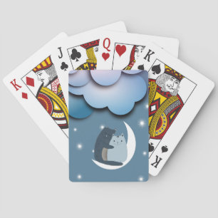 Jeu De Cartes Cute Cats Cuddling on the Moon Art