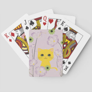 Jeu De Cartes Cute Chat dans un jardin fleuri