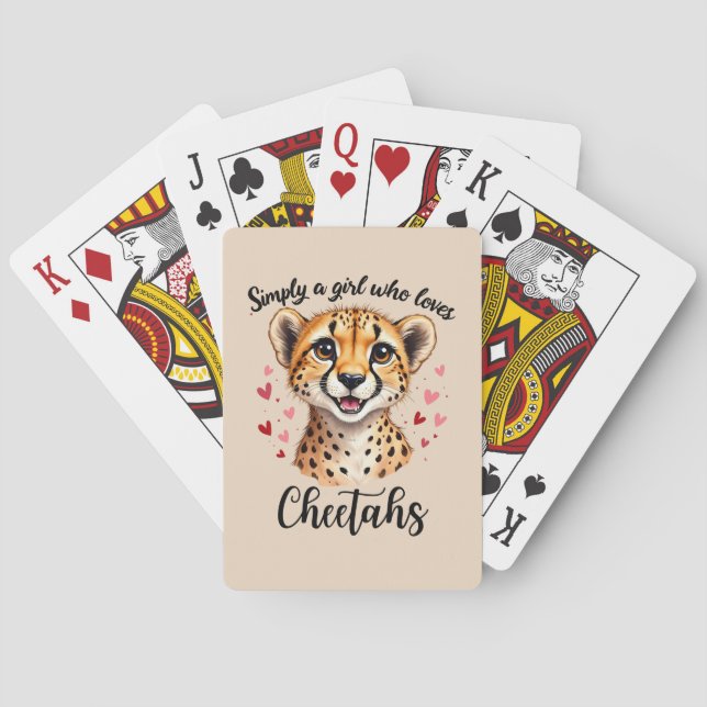 Jeu De Cartes Cute Cheetah Lover Faune Art avec accents de coeur (dos)