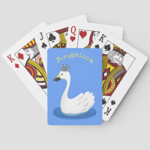 Jeu De Cartes Cute cygne blanc avec dessin de la couronne
