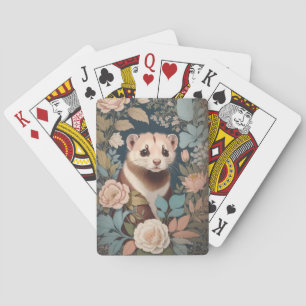 Jeu De Cartes Cute Ferret Elégant Pastel Floral Garden