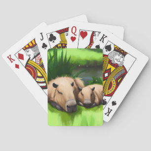 Jeu De Cartes Cute Funny Napping Capybaras par l'étang