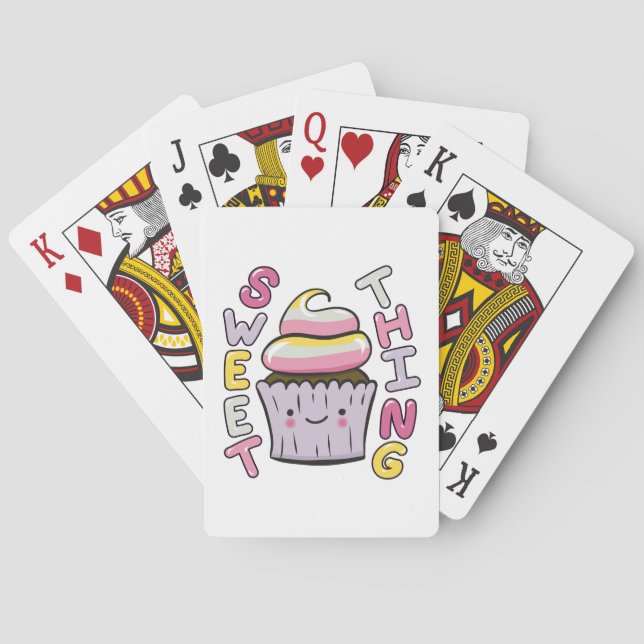 Jeu De Cartes  Cute Kawaii Cupcake with Text (dos)