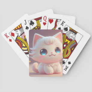 Jeu De Cartes Cute Kawaii Fluffy Chat blanc