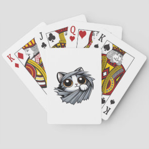 Jeu De Cartes Cute Kitten Jetant À Travers Un Tissu Déchiré