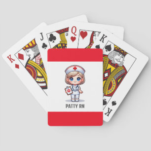 Jeu De Cartes Cute Manga Nurse avec cheveux blond bleu yeux Pers
