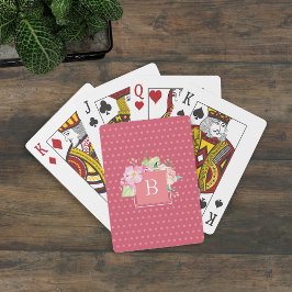 Jeu De Cartes Cute Moderne Fille Chic Monogramme Rose Floral